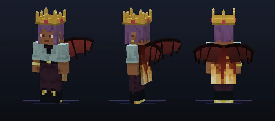 Inferno cape with crown and dragon wings